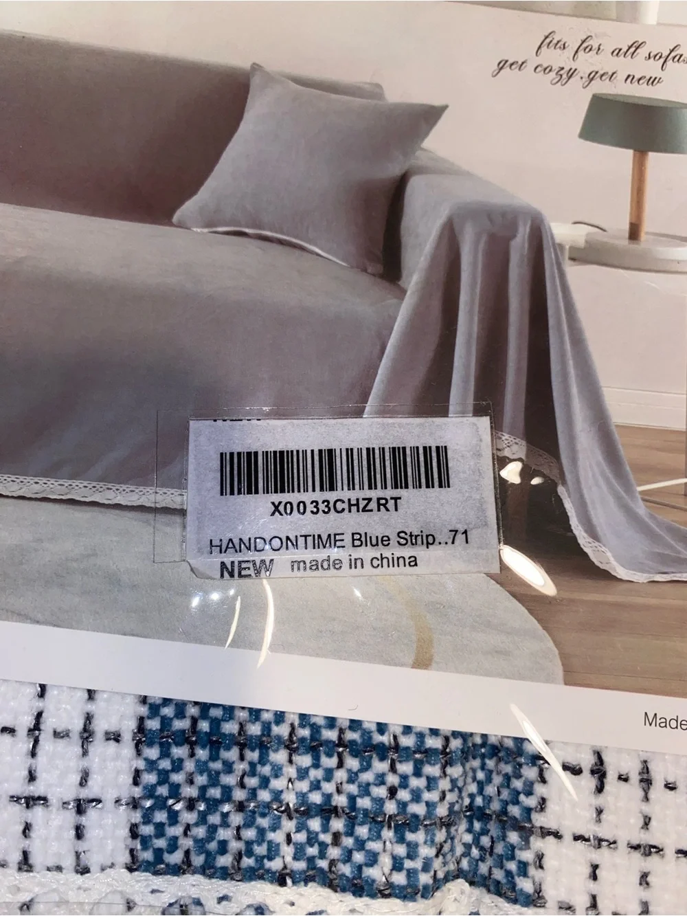 Blue and White Woven Sofa Cover